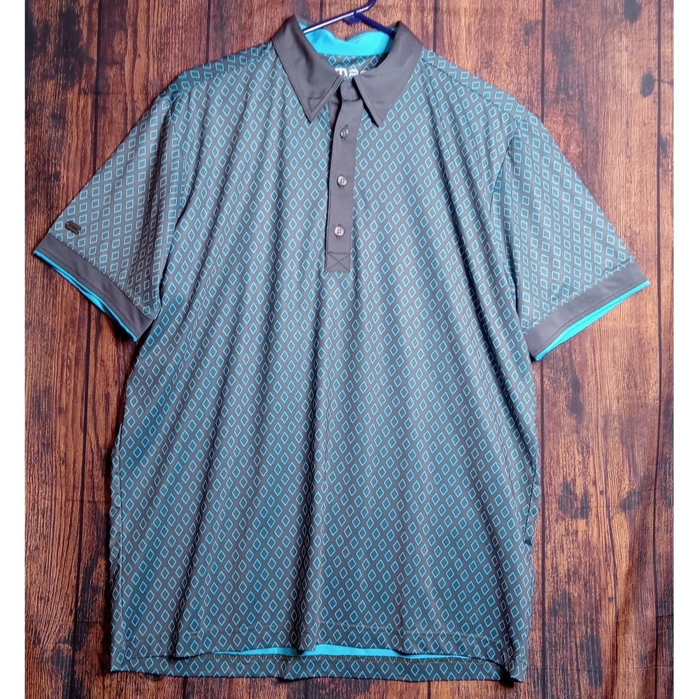 G-Mac‎ by Kartel Men's Golf Polo Short Sleeve Button Down Size Medium Gray Blue